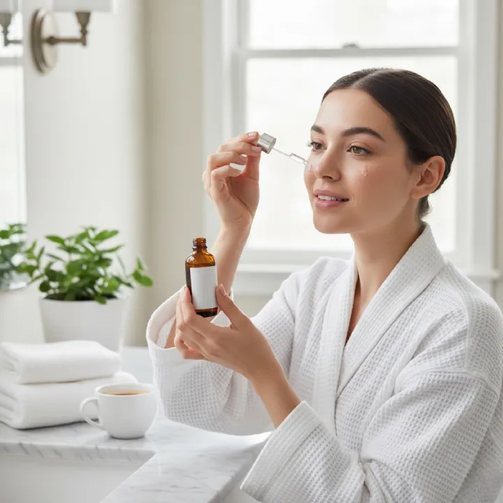 Morning skincare routine featuring