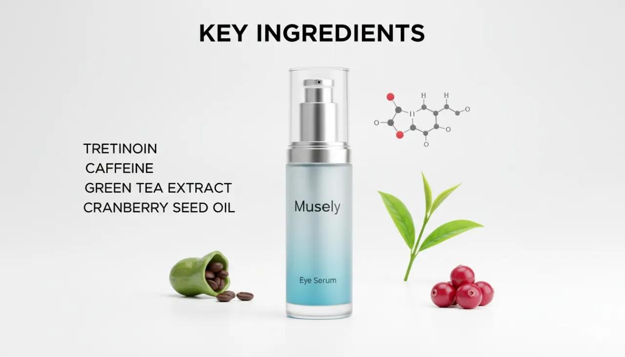 Musely Eye Serum ingredients including tretinoin and caffeine