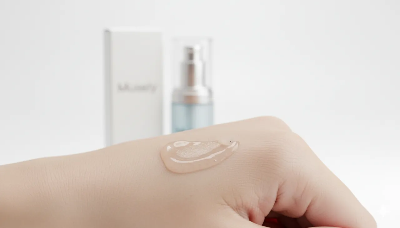 Musely Eye Serum texture close-up showing lightweight formula