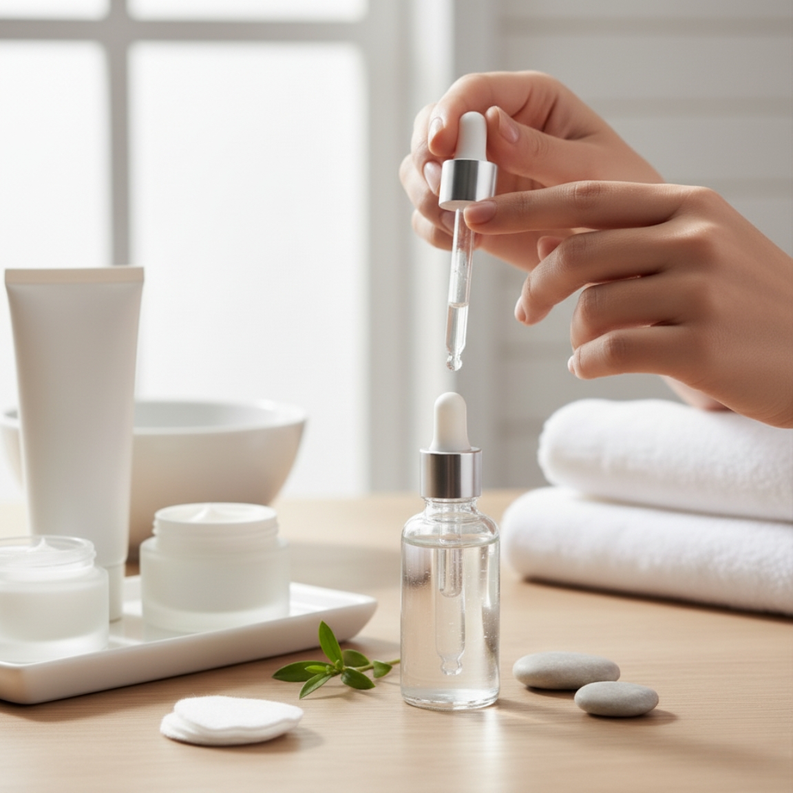 Bottle with minimalist packaging on white background